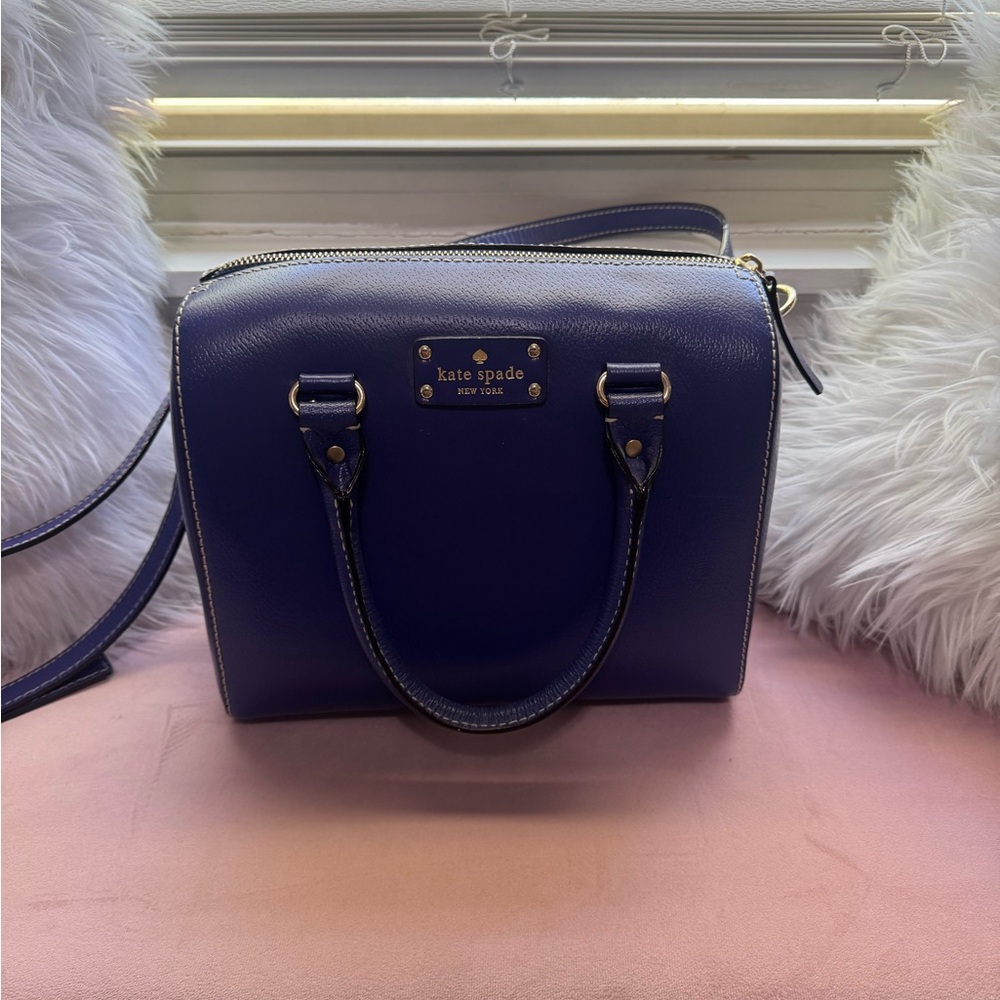 kate spade blue/purple purse  with gold-tone hardware